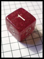 Dice : Dice - 6D - Clear Red Dice With Red Sparkles and White Painted Numerals